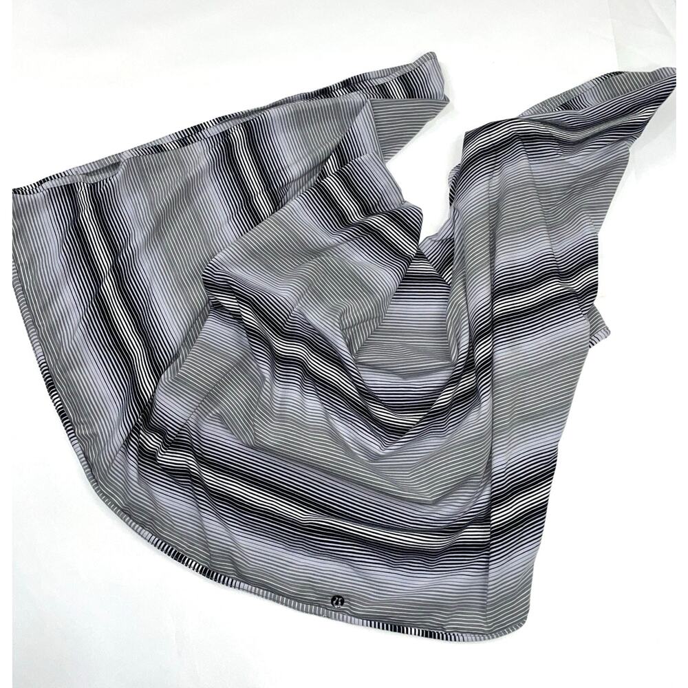Lululemon Women's Sage Scarf Wrap One Size Striped Heathered Grey White Blue - Picture 7 of 10